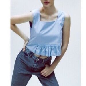 Zara cropped poplin top, size M, NWT, bloggers fav